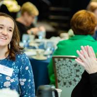 Guests chatting at Scholarship Dinner 2019